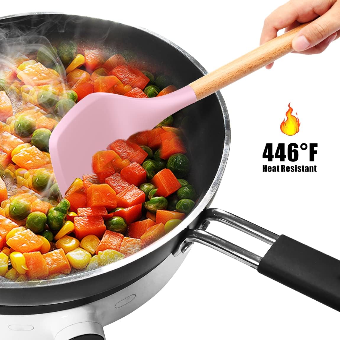 12-Piece Silicone Kitchen Utensil Set – Heat Resistant, Wooden Handle (Random Color)