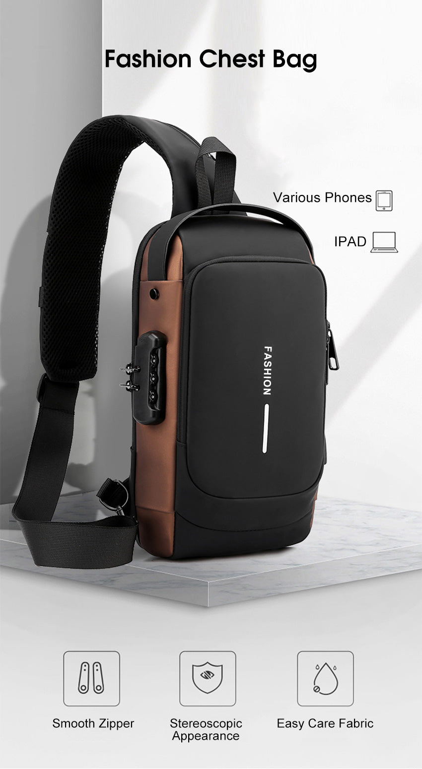 Men’s Multifunction Chest Sling Bag – Anti-Theft, Random Color