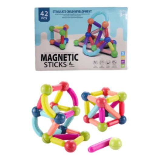 42-Piece Magnetic Building Blocks Set – STEM Construction Kit for Kids
