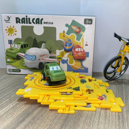Building Block Puzzle Track – Train & Car Play Set for Kids (Random Design)