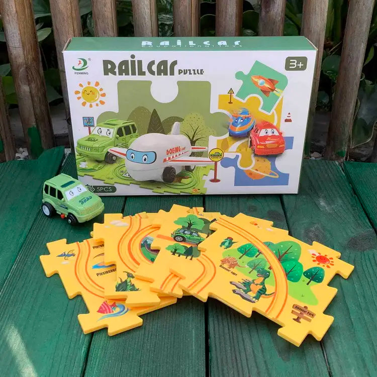 Building Block Puzzle Track – Train & Car Play Set for Kids (Random Design)