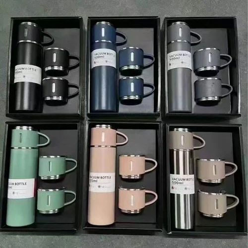 500ml Vacuum Flask Set with 3 Cups