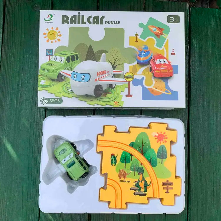 Building Block Puzzle Track – Train & Car Play Set for Kids (Random Design)