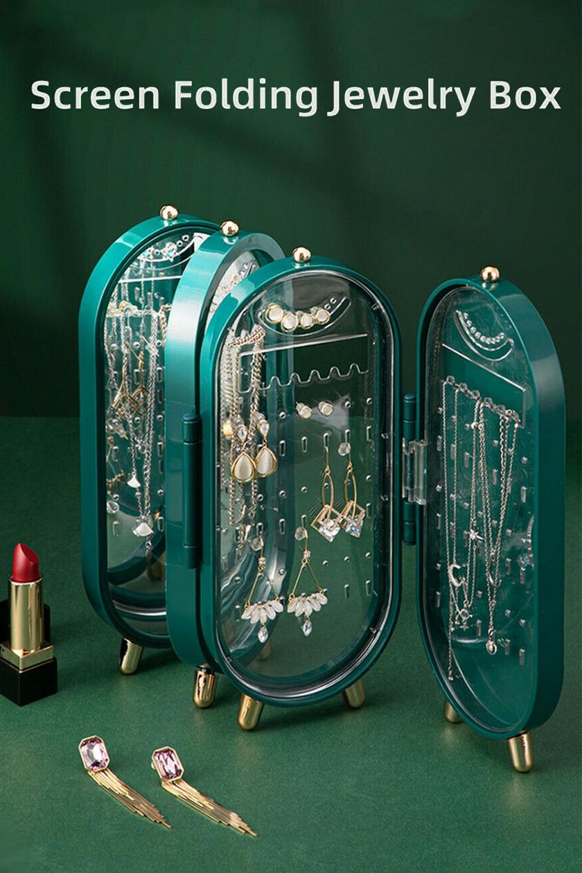 Screen Folding Jewelry Box | Jewelry Cabinet Organizer With Mirror (random Color)